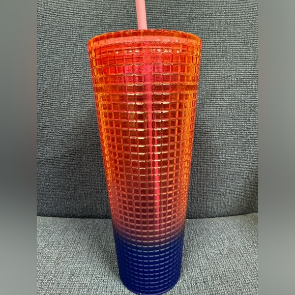 Starbucks 2022 Summer Watermelon Pink Blue Grid Tumbler24 oz - Picture 3 of 6